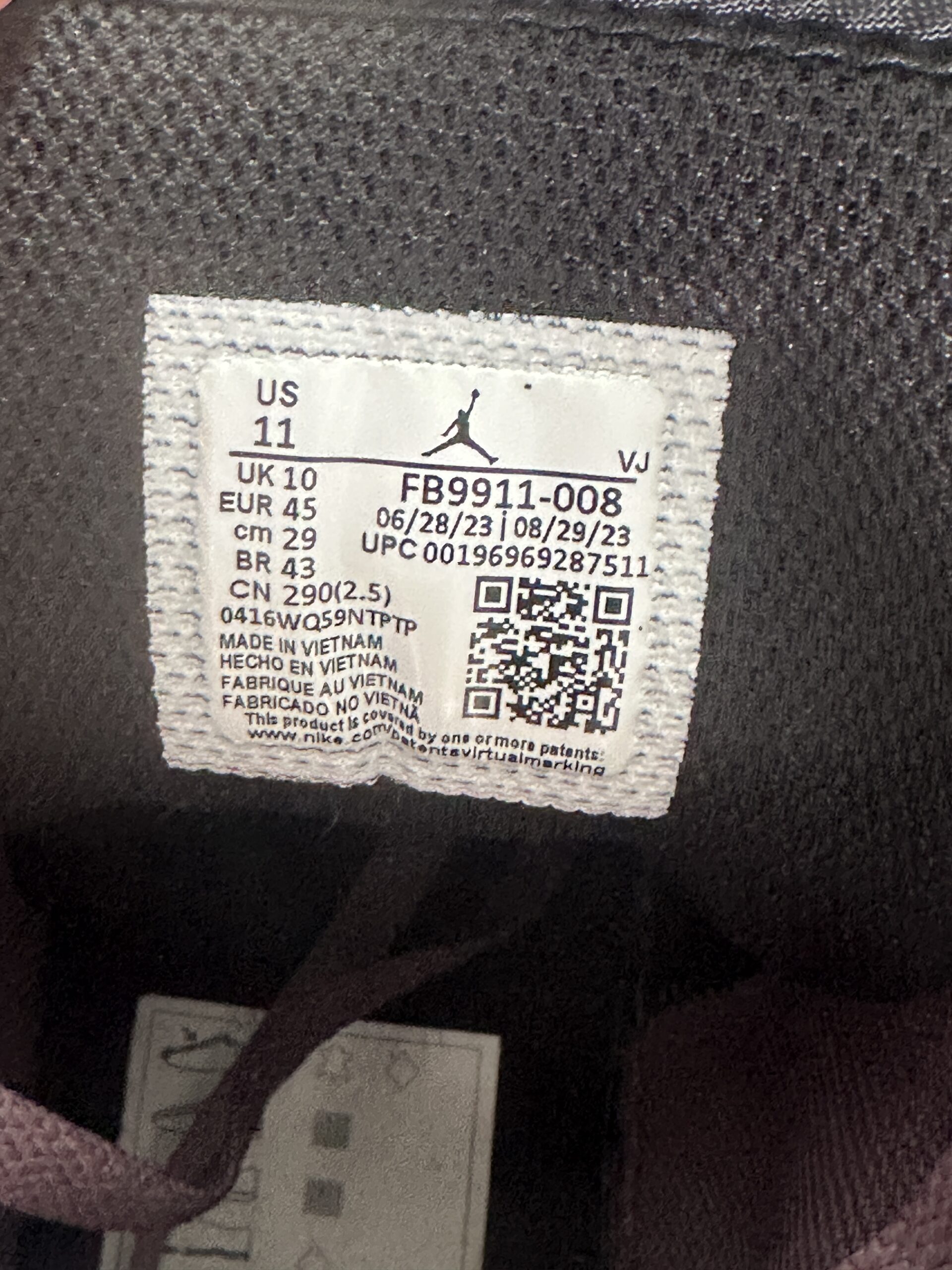 Air Jordan 1 Mid SE Sky J Mauve FB9911-008 taglia EU 45 vista label