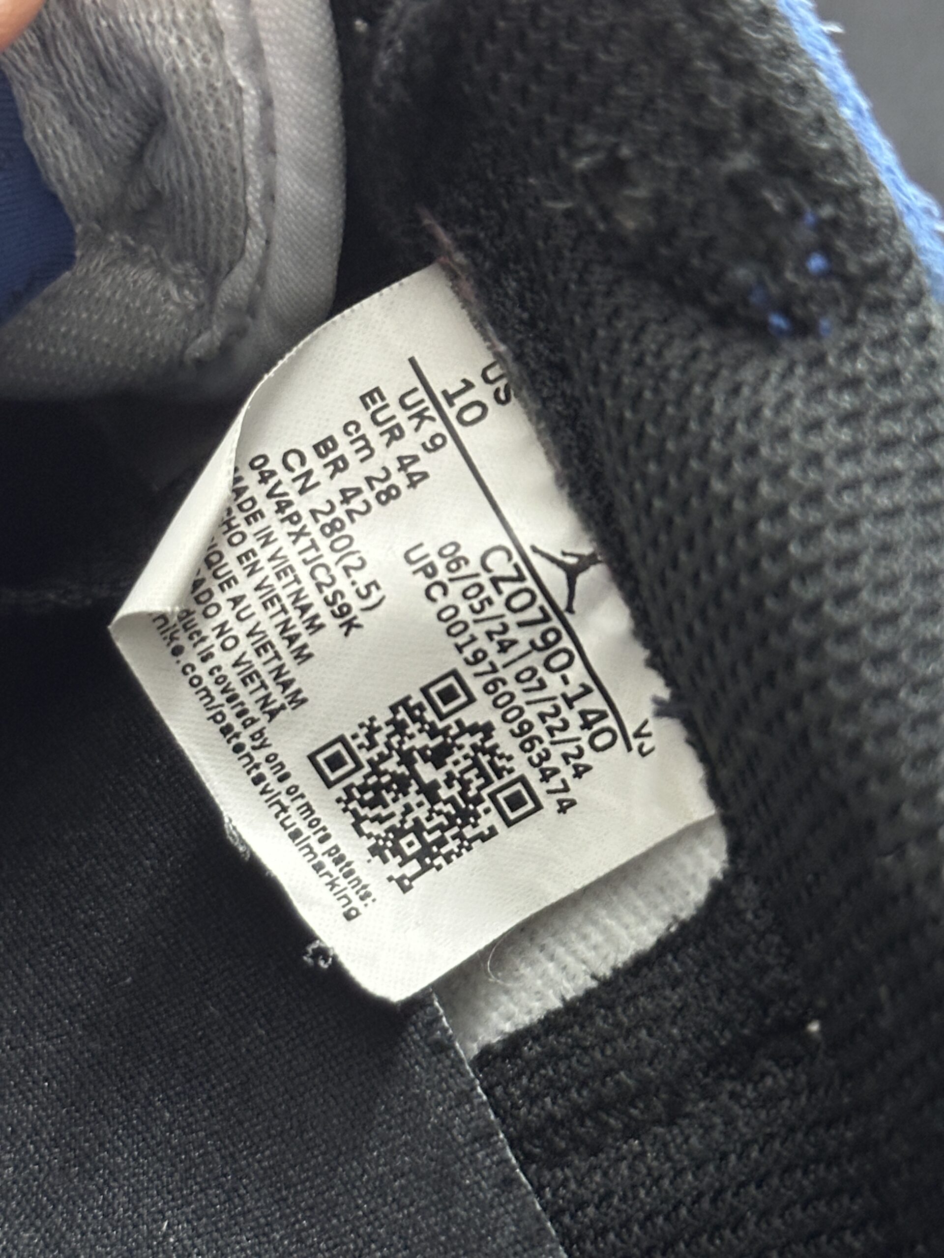 Air Jordan 1 Low OG Game Royal CZ0790-140 taglia EU 44 vista label