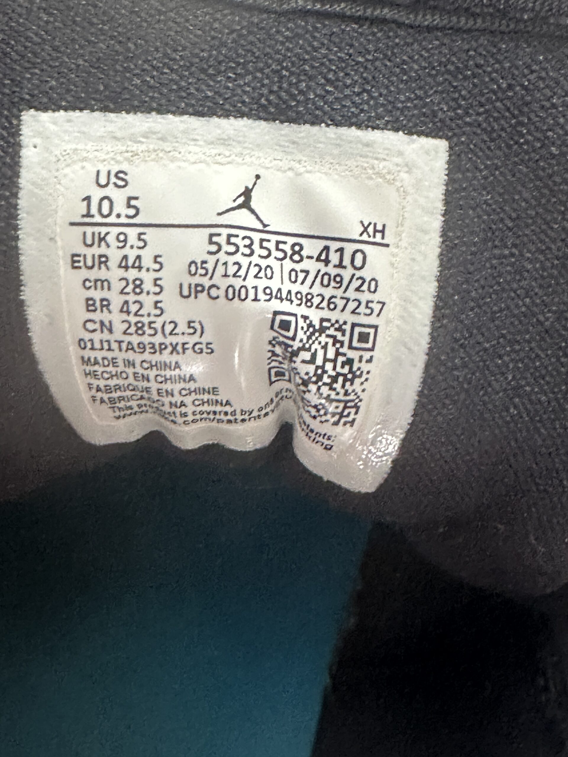Air Jordan 1 Low Laser Blue 553558-410 taglia EU 44.5 vista label