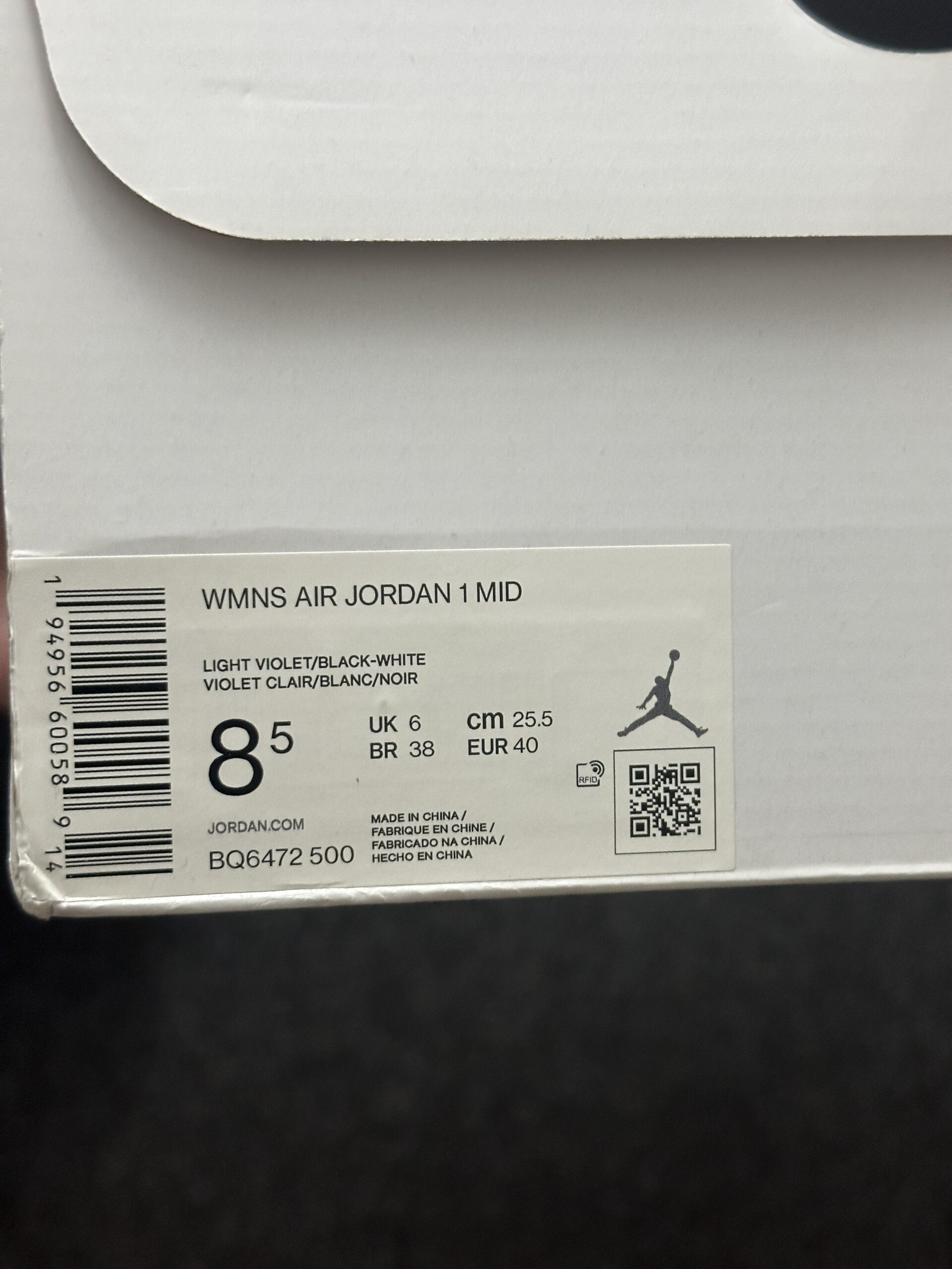 Air Jordan 1 Mid Barely Rose BQ6472-500 taglia EU 40 vista box