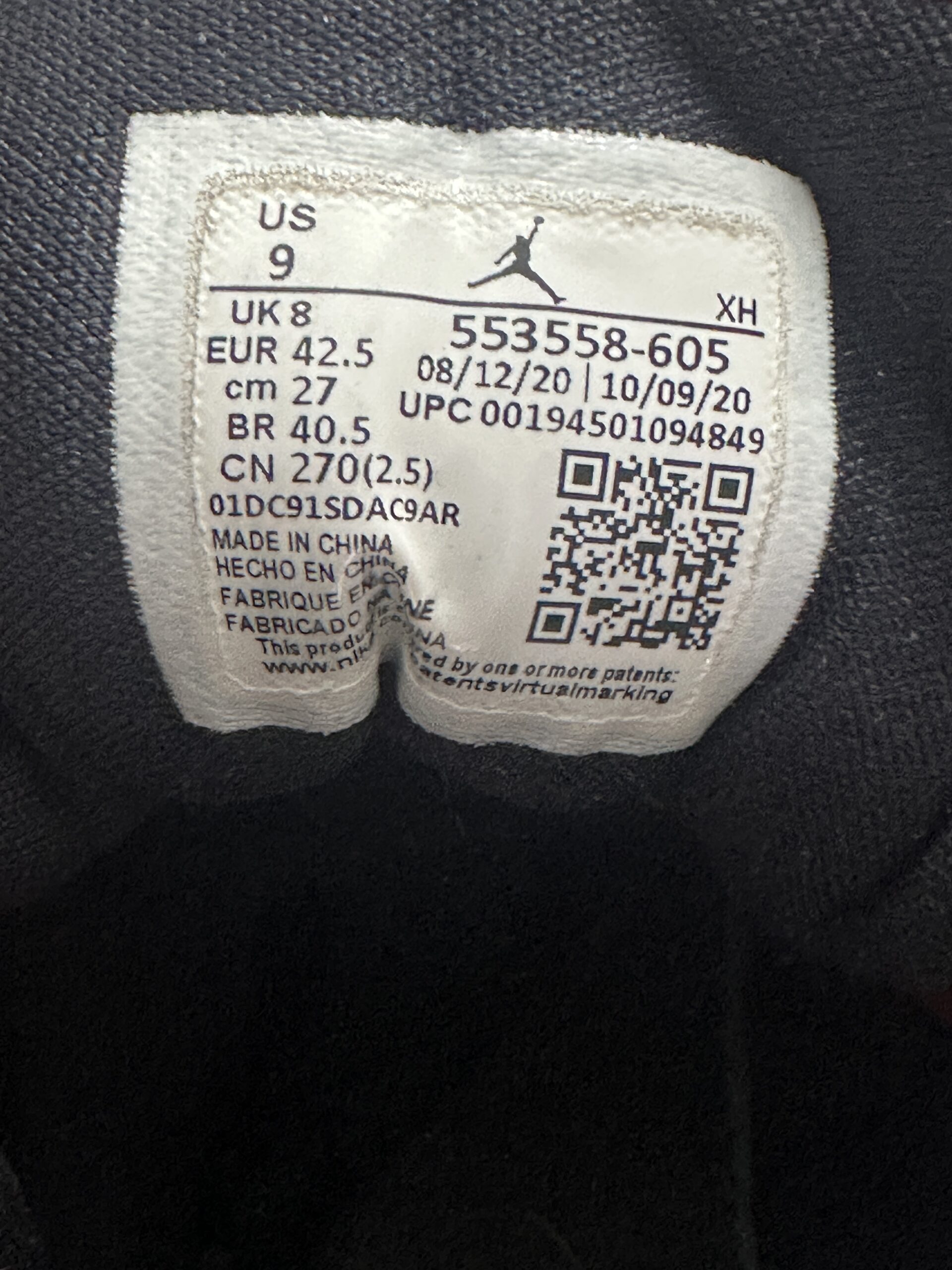Air Jordan 1 Low Gym Red 553558-605 taglia EU 42.5 vista label
