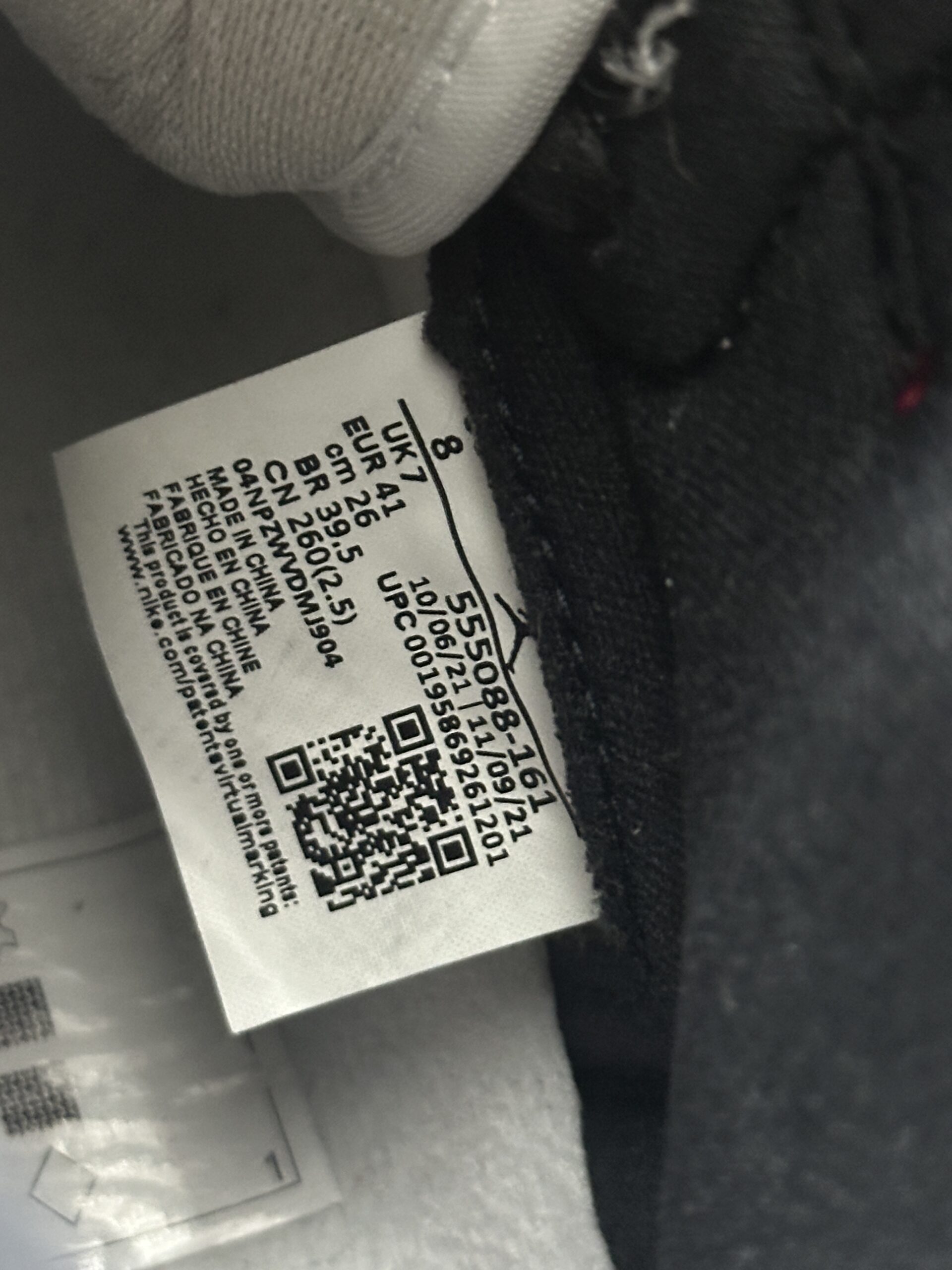 Air Jordan 1 Retro High OG Heritage 555088-161 taglia EU 41 vista label