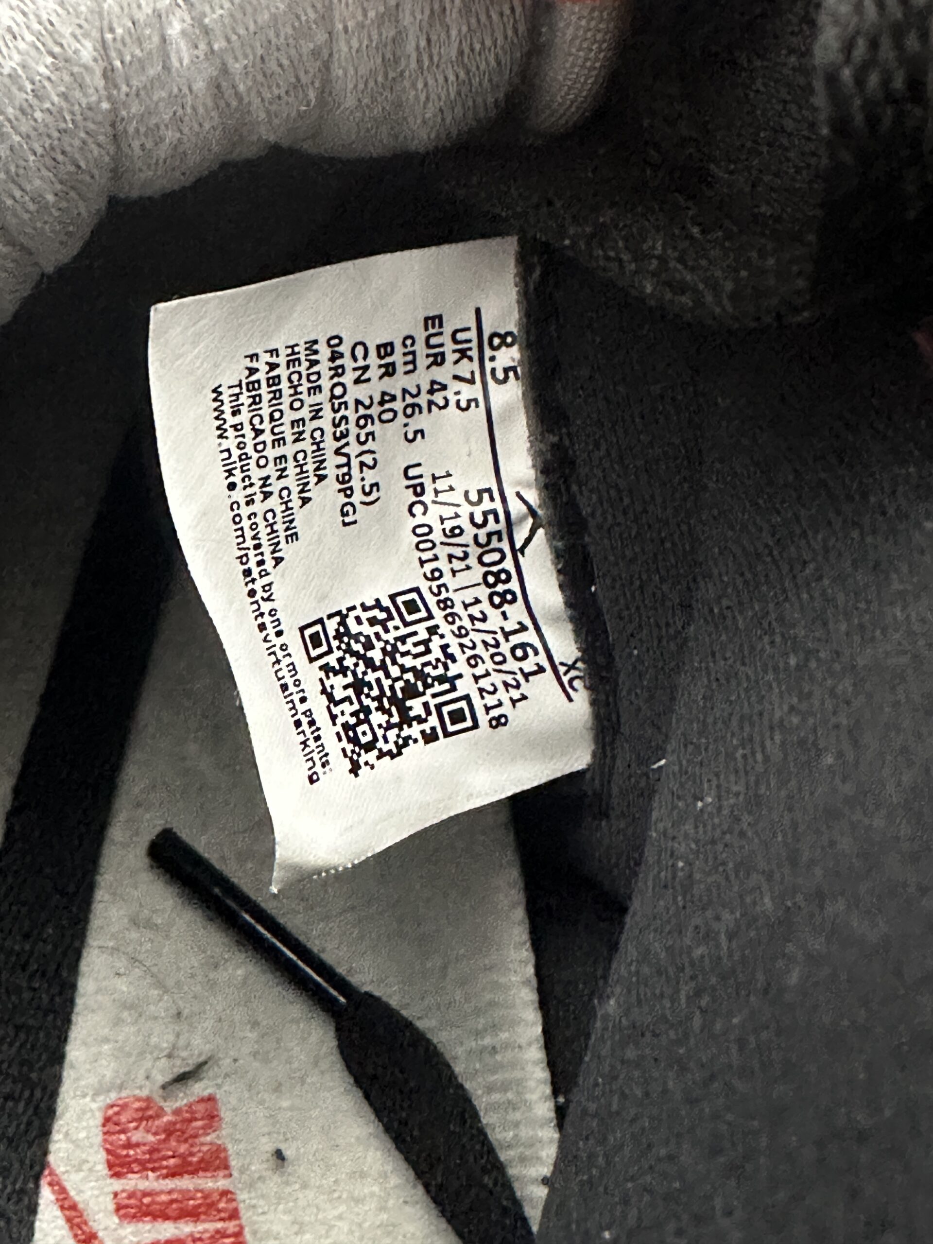 Air Jordan 1 Retro High OG Heritage 555088-161 taglia EU 42 vista label