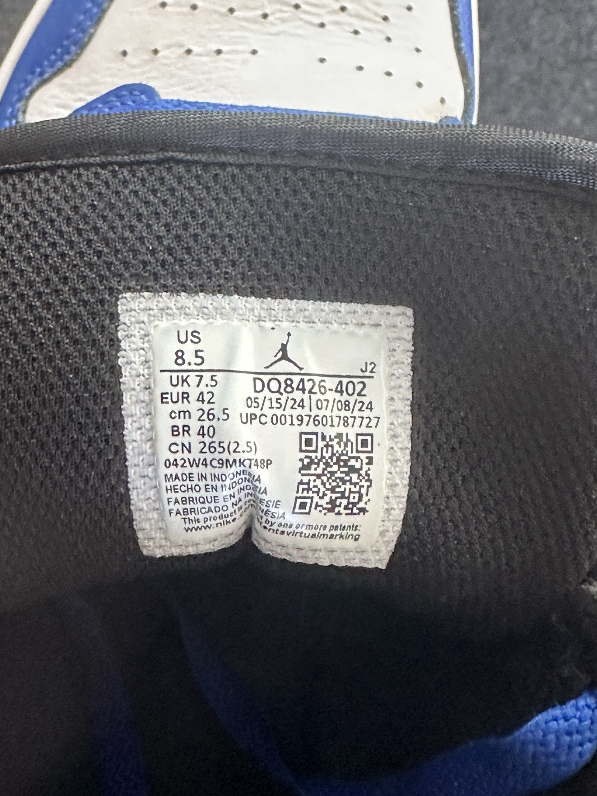 Air Jordan 1 Mid French Blue Fire Red DQ8426-402 taglia EU 42 vista label box