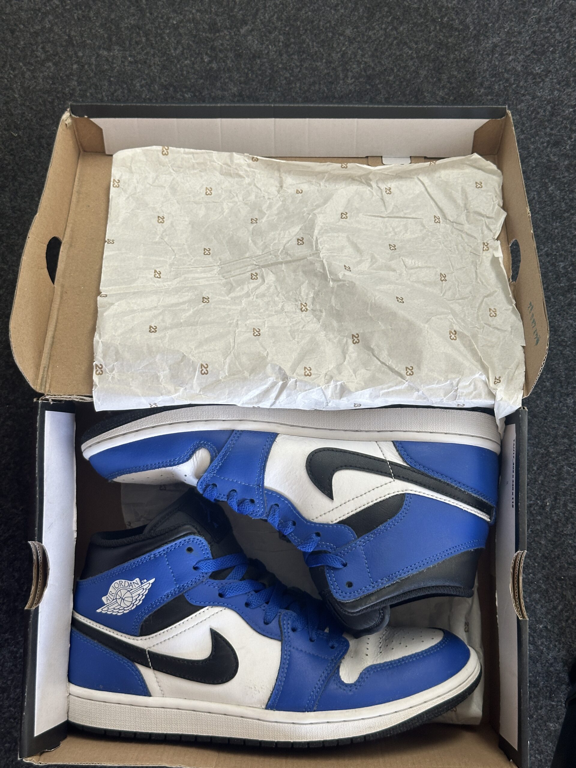 Air Jordan 1 Mid French Blue Fire Red DQ8426-402 taglia EU 42 vista intbox