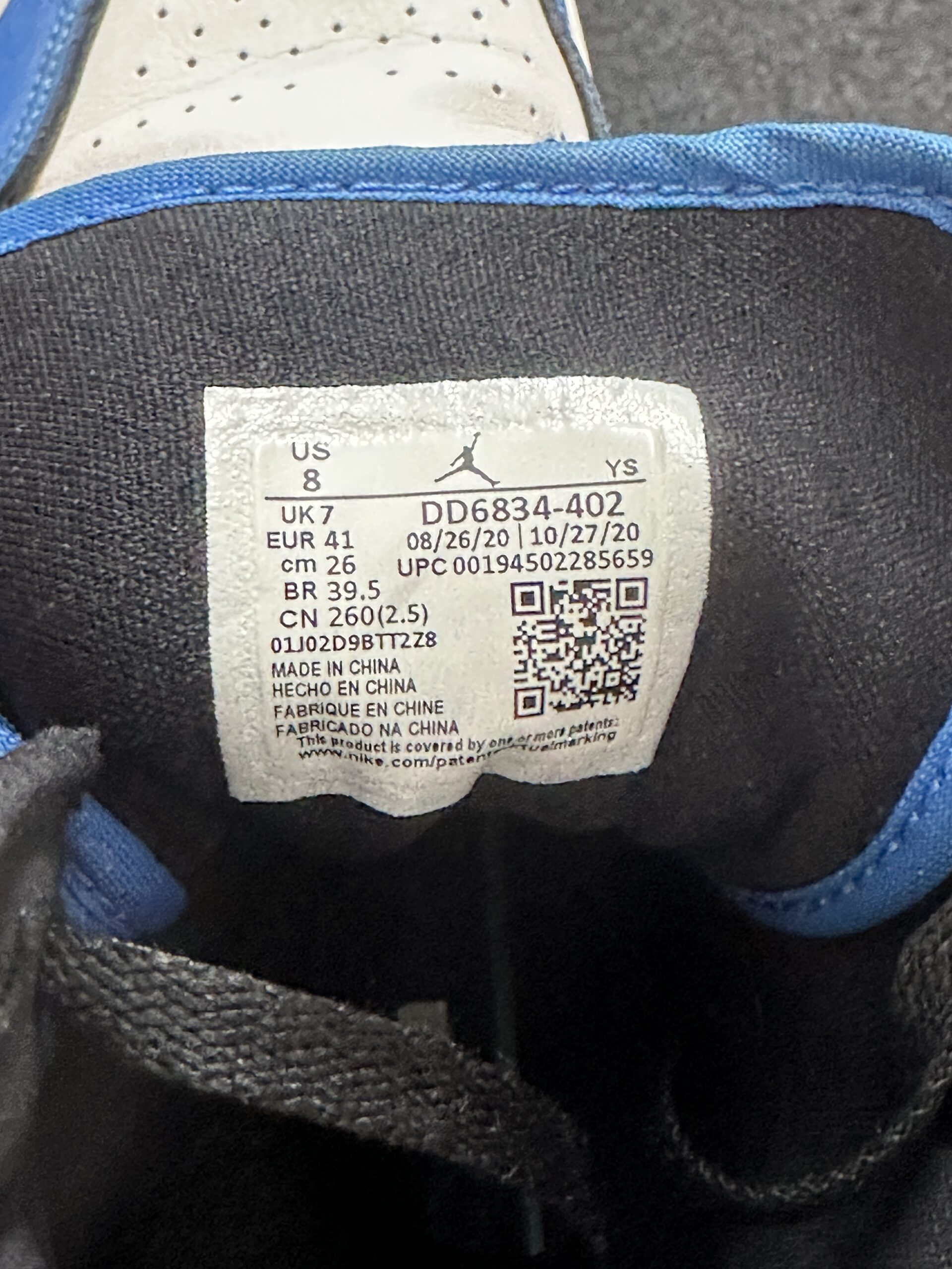 Air Jordan 1 Mid SE Signal Blue DD6834-402 taglia EU 41 vista label