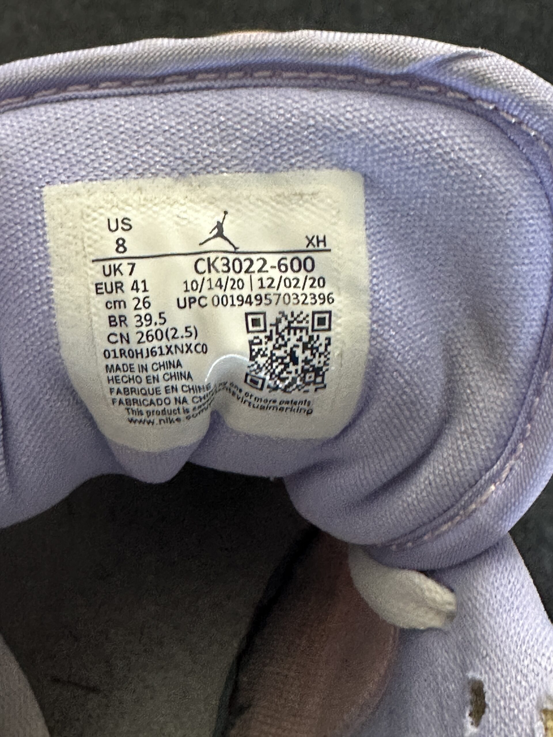 Air Jordan 1 Low SE Arctic Punch CK3022-600 taglia EU 41 vista label 2