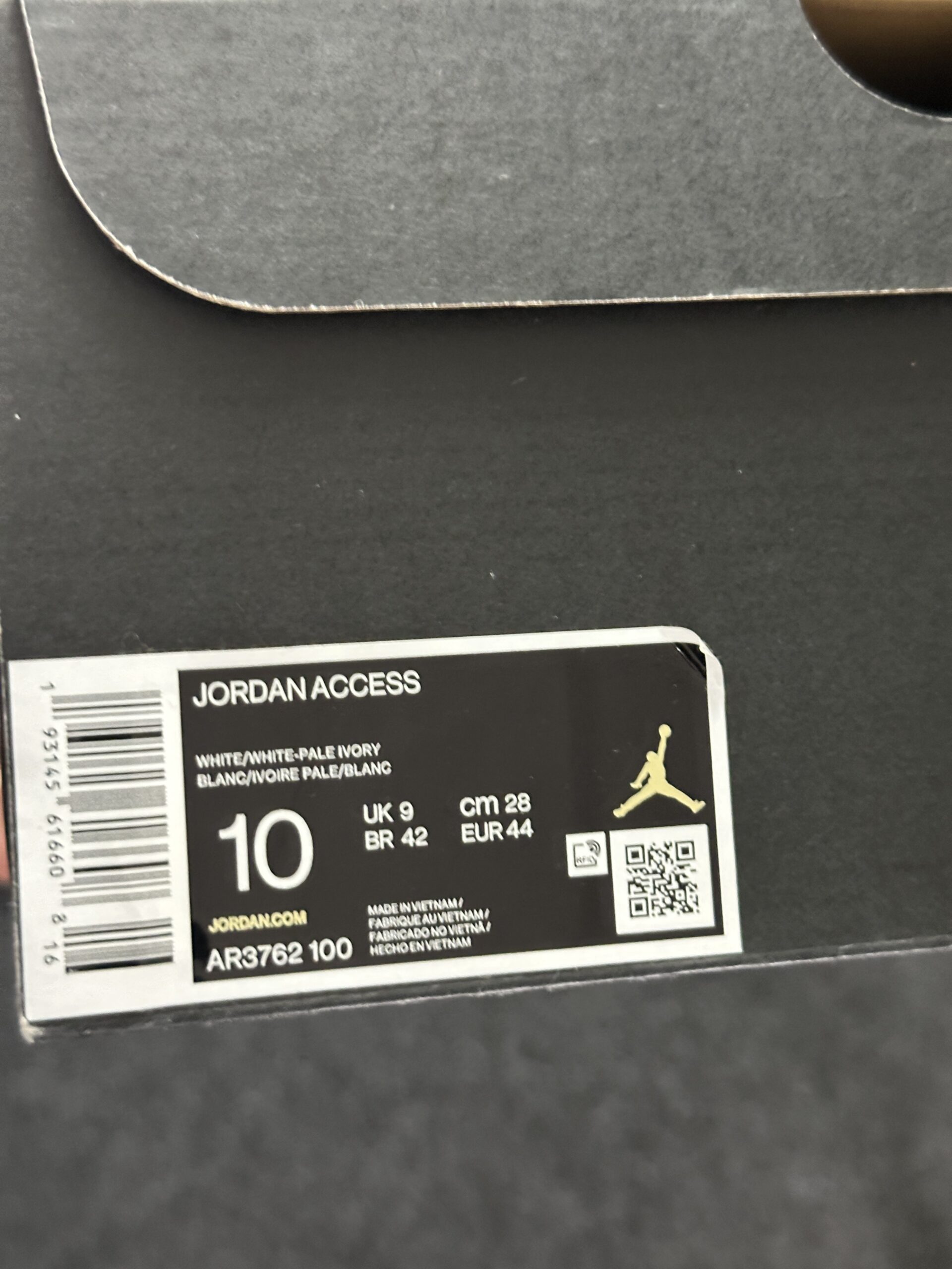 Air Jordan Access White AR3762-100 taglia EU 44 vista box