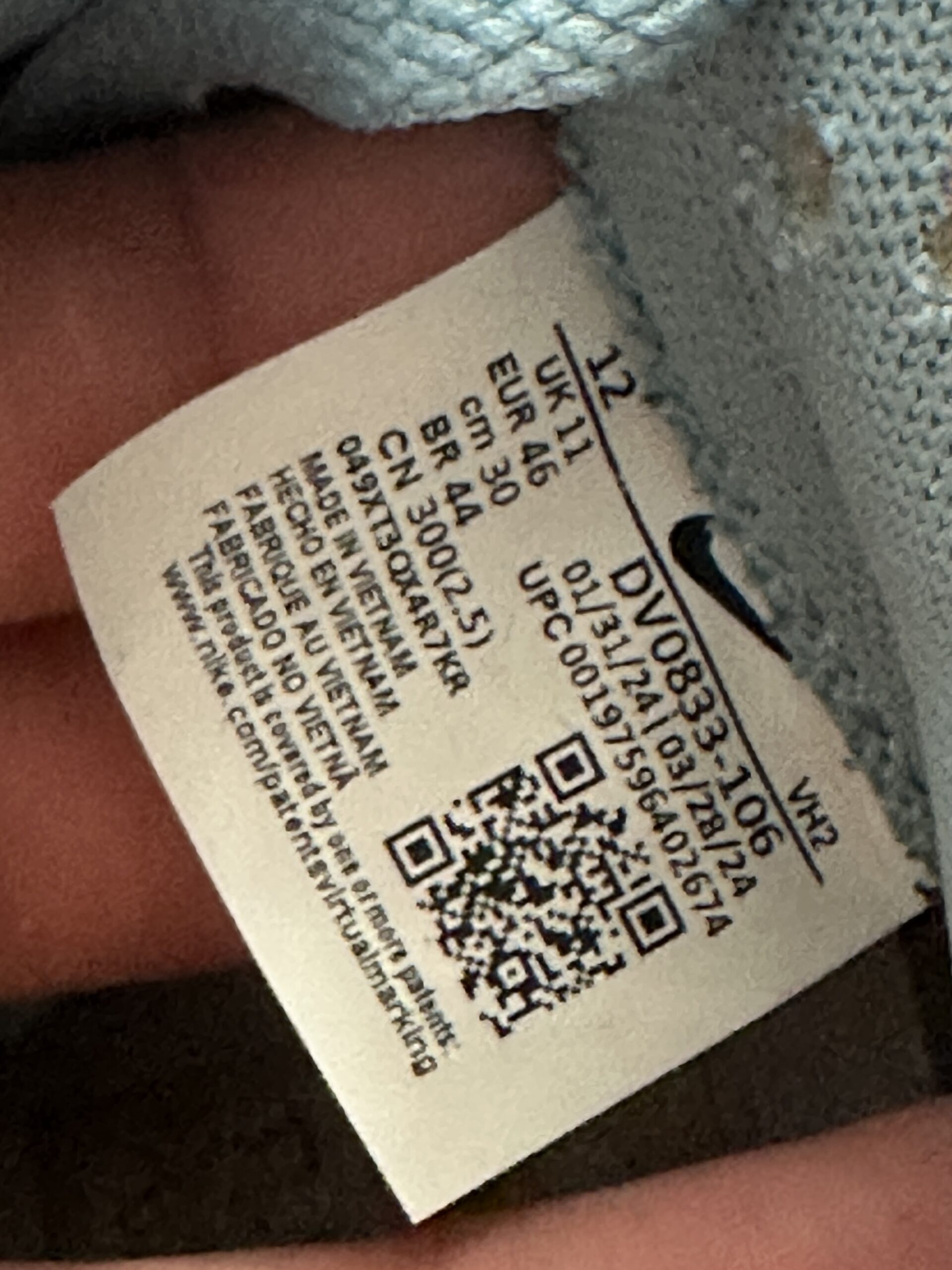 Nike Dunk Low Denim Turquoise DV0833-106 taglia EU 46 vista label